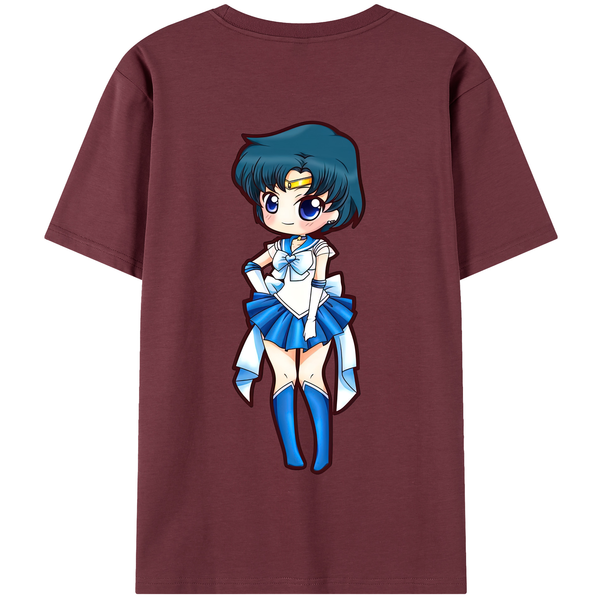 （画像用） 美少女戦士セーラームーン 水野 亜美 みずの あみ Sailor Moon Mizuno Ami 綿100％半袖Tシャツ（背面プリント）